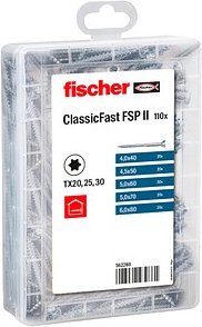 fischer Holzbauschrauben-Sortiment Profi-Box-ClassicFast SK TG TX 562280 4/4,5/5/6 mm x 40/50/60/70/80 mm