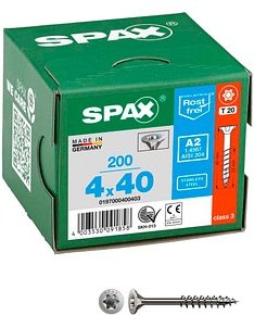 Thumbnail - SPAX® Universalschrauben T20 Senkkopf Edelstahl A2 0197000400403 4 mm x 40 mm, 200 St.