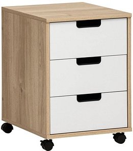 Thumbnail - MÖBELPARTNER Emmik Rollcontainer weiß-eiche, weiß 3 Auszüge 40,0 x 50,0 x 57,0 cm