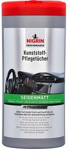 NIGRIN feuchte Reinigungstücher Performance Kunststoffpflege seidenmatt 1-lagig weiß, 30 St.