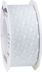 PRÄSENT Geschenkband ORIENT TÜLL MIT PUNKTEN matt und transparent weiß 40 mm x 25 m