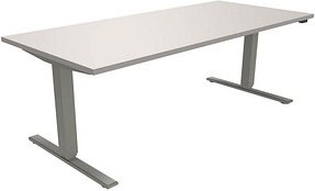 Thumbnail - fm fastline elektrisch höhenverstellbarer Schreibtisch lichtgrau rechteckig, T-Fuß-Gestell silber 180,0 x 80,0 cm