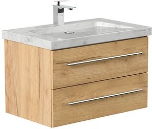 POSSEIK Waschbecken mit Unterschrank WHITE YAMO 75 eiche gold 75,0 x 45,0 x 50,0 cm