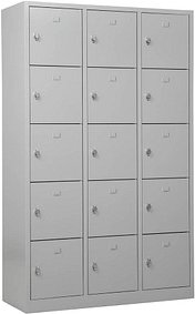 Gürkan Schließfachschrank lichtgrau 106977, 15 Schließfächer 119,0 x 45,0 x 190,0 cm