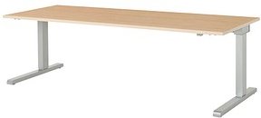mauser varitos.c elektrisch höhenverstellbarer Schreibtisch ahorn, alu rechteckig, C-Fuß-Gestell alu 200,0 x 80,0 cm