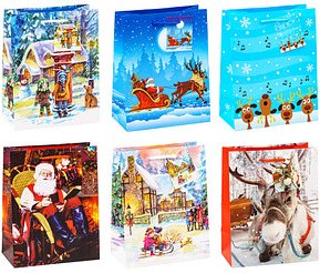 12 TSI Geschenktüten Weihnachten Kinder Motiv sortiert 18,0 x 23,0 cm