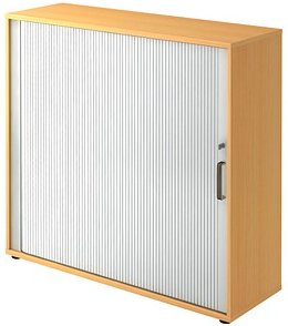 HAMMERBACHER 1733S Rollladenschrank buche, silber 2 Fachböden 120,0 x 40,0 x 110,0 cm