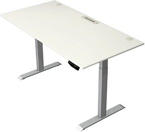 Thumbnail - Kerkmann Move 1 plus elektrisch höhenverstellbarer Schreibtisch weiß rechteckig, T-Fuß-Gestell grau 160,0 x 80,0 cm