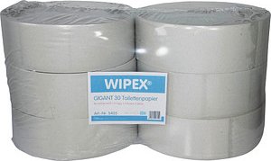 WIPEX® Jumbo-Toilettenpapier Gigant 30 1-lagig Recyclingpapier, 6 Rollen