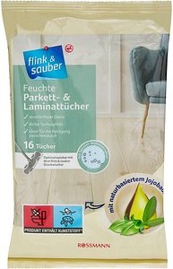 flink & sauber Parkett & Laminat Feuchte Bodentücher Mikrofaser, 16 Tücher