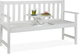 Thumbnail - relaxdays Gartenbank 10038652_0 weiß Holz 152,0 cm