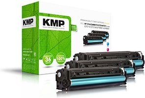 Thumbnail - KMP H-T171CMY cyan, magenta, gelb Toner kompatibel zu HP 131A; Canon 731(U0SL1AM; 6271B002/6270B002/6269B002), 3er-Se...