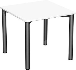 Thumbnail - geramöbel Flex Schreibtisch weiß, anthrazit quadratisch, 4-Fuß-Gestell grau 80,0 x 80,0 cm