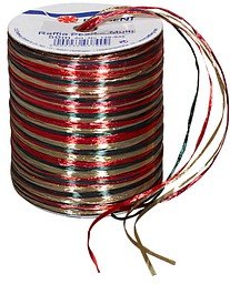 PRÄSENT Geschenkband Raffia glänzend rot/braun/grün 3,0 mm x 50,0 m