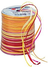 PRÄSENT Geschenkband Raffia matt gelb/rot/orange/pink 3,0 mm x 50,0 m