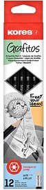 Kores® GRAFITOS Bleistifte HB schwarz mit Radierer, 12 St.