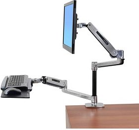Thumbnail - ergotron Monitor-Maus-Tastatur-Halterung WorkFit LX 45-405-026 silber für Monitore bis 60,96 cm (24 Zoll), Tischklemme