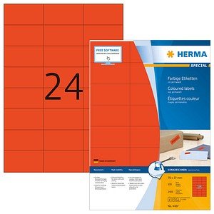 2.400 HERMA Etiketten 4407 rot 70,0 x 37,0 mm