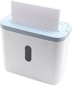 Thumbnail - GENIE 440 X Aktenvernichter mit Partikelschnitt P-4, 4 x 38 mm, bis 4 Blatt, weiß/blau