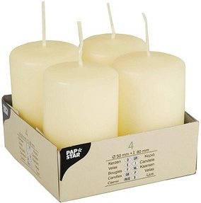 4 STARPAK Stumpenkerzen elfenbein