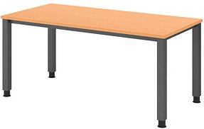 Thumbnail - HAMMERBACHER QS16 höhenverstellbarer Schreibtisch buche rechteckig, 4-Fuß-Gestell grau 160,0 x 80,0 cm
