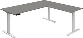 Thumbnail - Kerkmann Move 3 elektrisch höhenverstellbarer Schreibtisch grafit L-Form, T-Fuß-Gestell weiß 180,0 x 80,0 cm