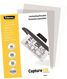 250 Fellowes Laminierfolien glänzend für A4 125 micron