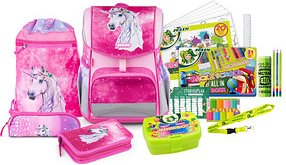 JOLLY Schulranzen-Set ERGONOMIC FLEXI Kunstfaser pink