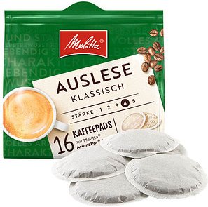 Melitta Café Auslese Kaffeepads, Arabica- und Robustabohnen kräftig, 16 Pads