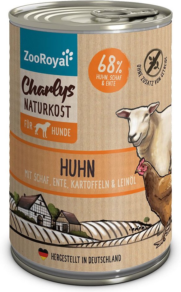 ZooRoyal Charlys Naturkost Huhn mit Schaf, Ente, Kartoffeln & Leinöl 400g