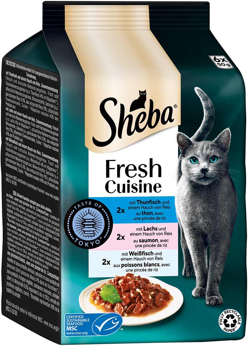 Sheba Fresh Cuisine Taste of Tokyo Thunfisch, Lachs & Weißfisch 6x50 g