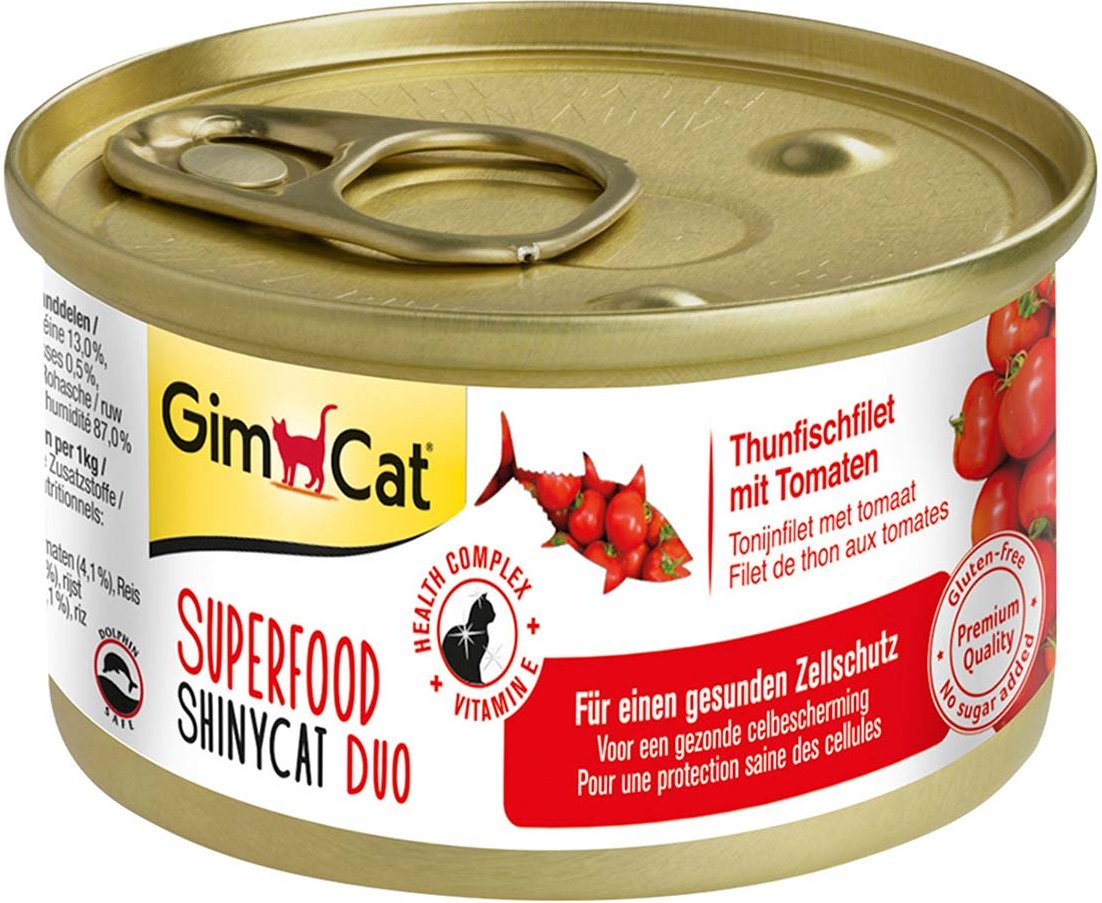 GimCat Superfood ShinyCat Duo Thunfischfilet mit Tomaten 24x70g