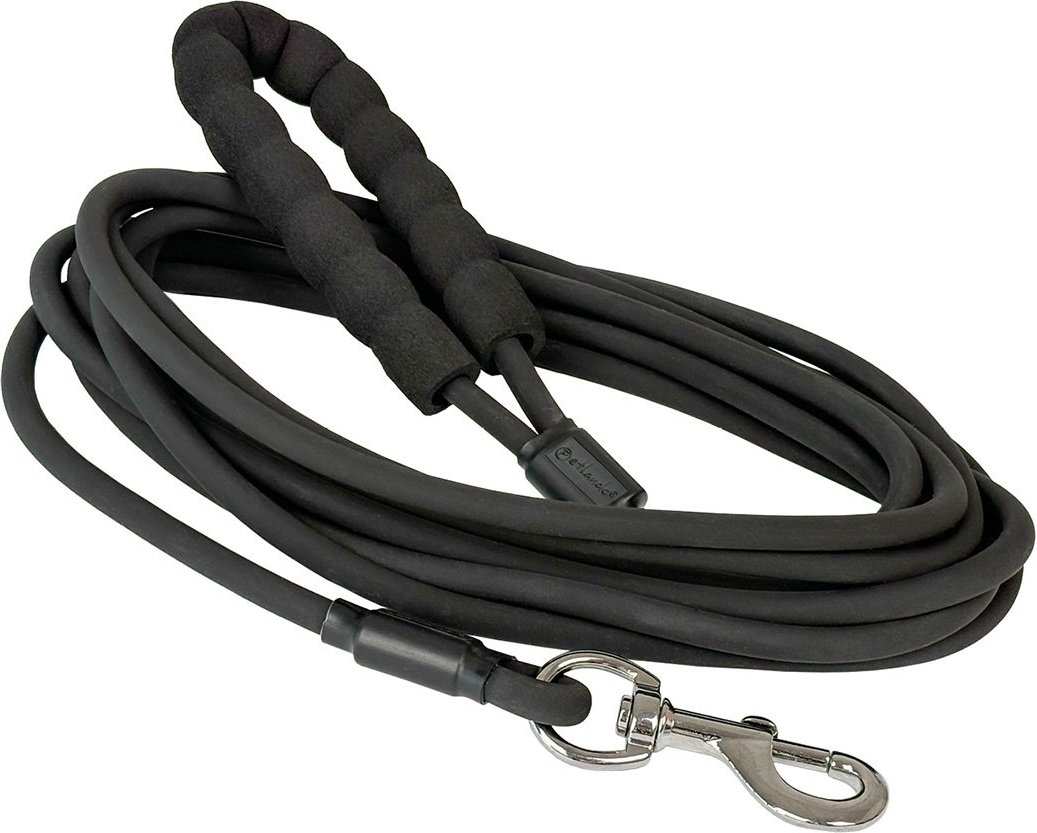 Petlando Trekking Leine rund mit Griff schwarz 5 m
