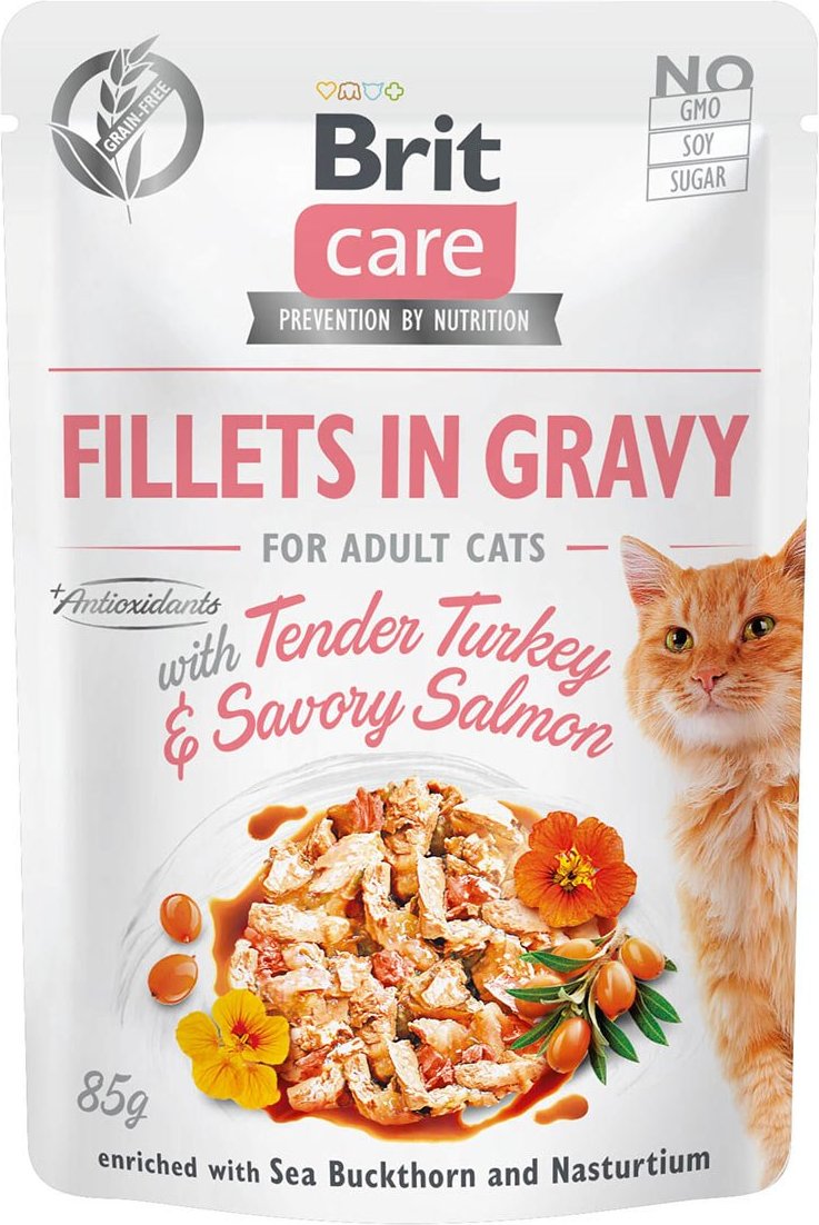 Brit Care Cat Fillets in Gravy Turkey & Salmon 24x85g