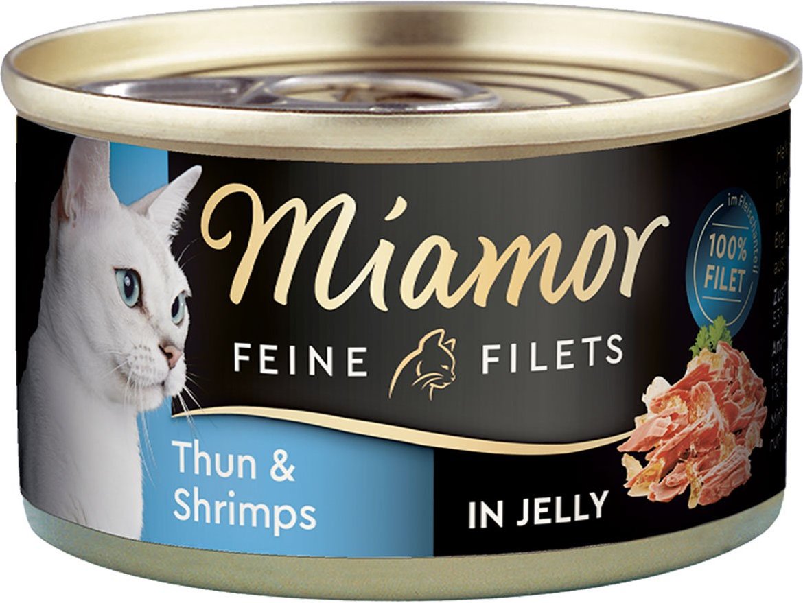 Miamor Feine Filets in Jelly Thunfisch und Shrimps 100g Dose 24x100g