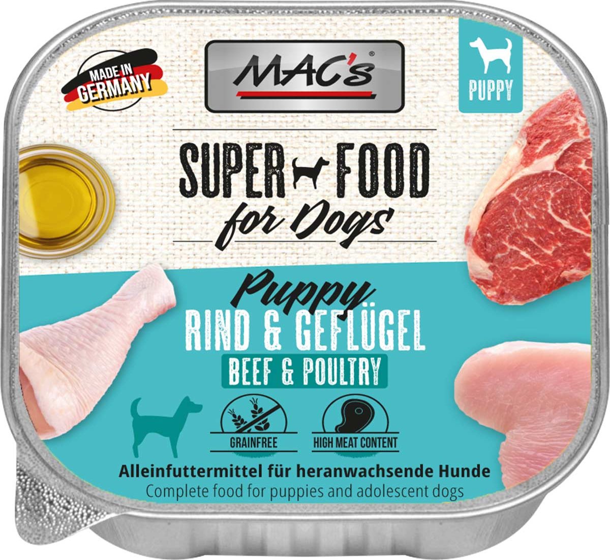 Thumbnail - MAC's Dog Puppy Rind & Geflügel 10x150g