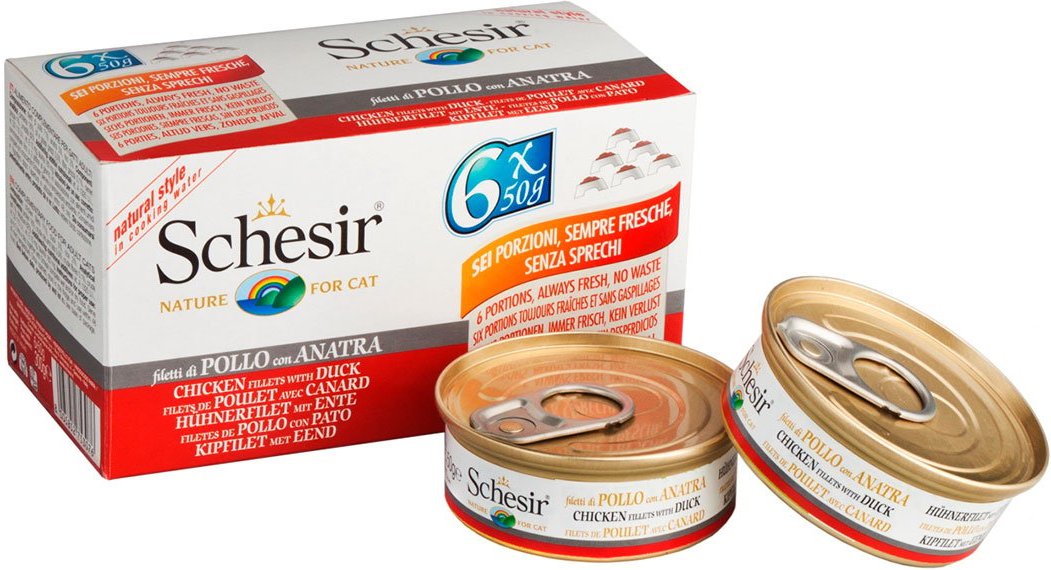 Schesir Cat Natural Huhn mit Ente Multipack 24x50g
