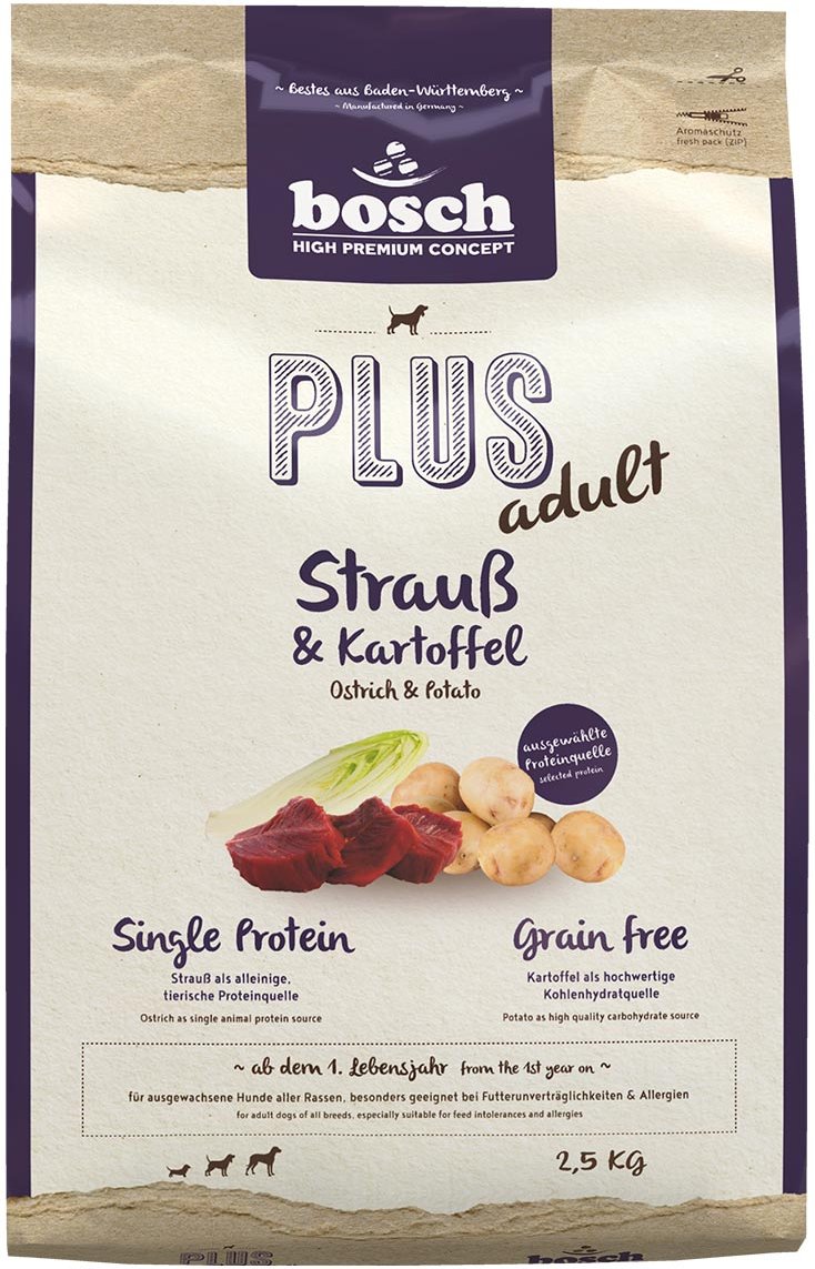 Bosch PLUS Hunde-Trockenfutter Strauß & Kartoffel 2,5kg