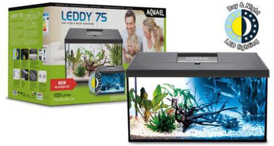 Aquael Aquarienset Leddy Tag & Nacht schwarz 2.0 Leddy 75 (105 Liter)