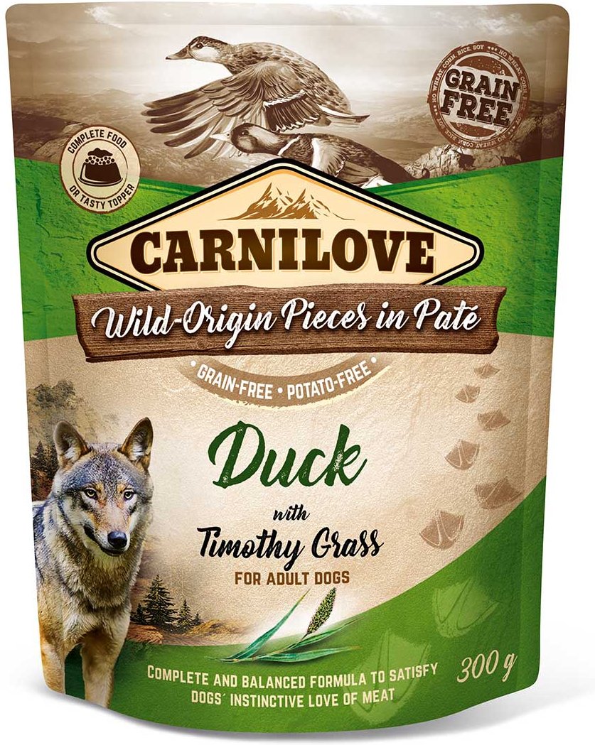 Carnilove Dog Pouch Paté - Duck with Timothy Grass 12x300g