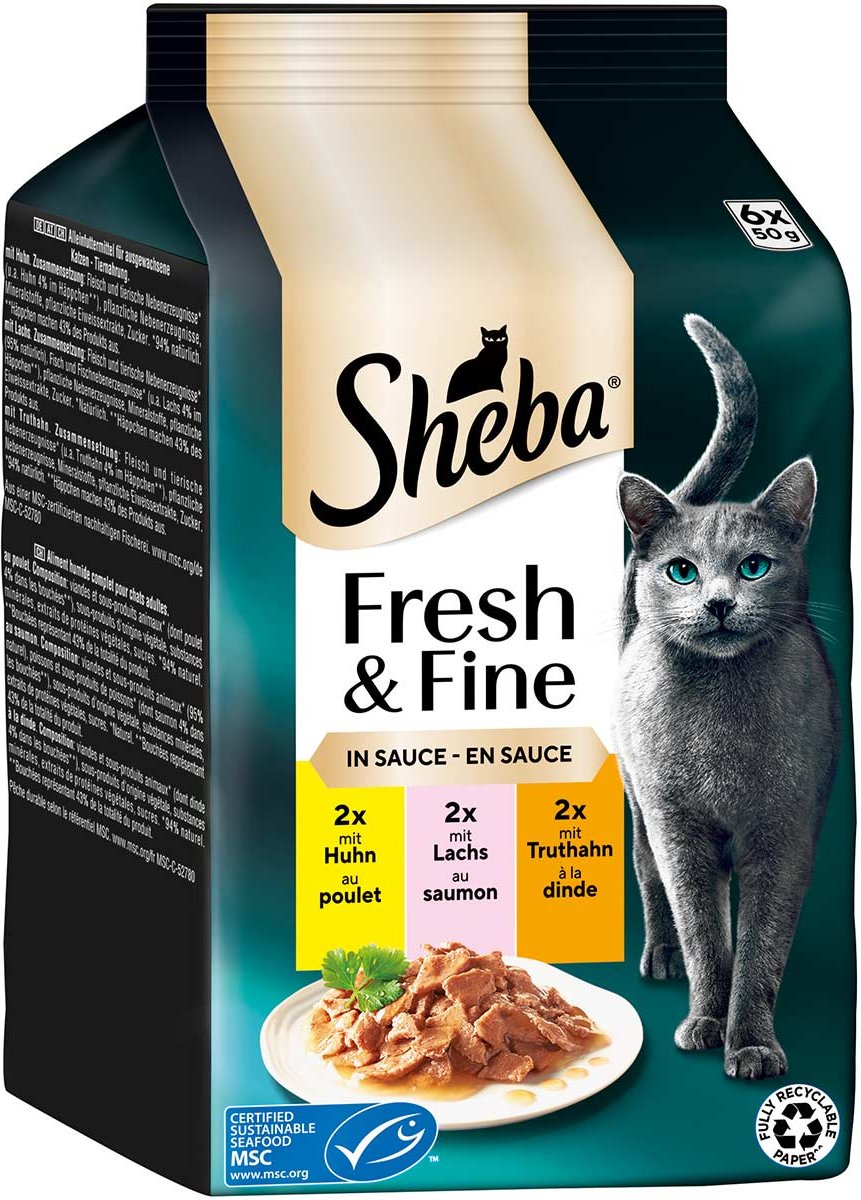Sheba Fresh & Fine Sauce Huhn. Lachs & Truthahn 6x50 g
