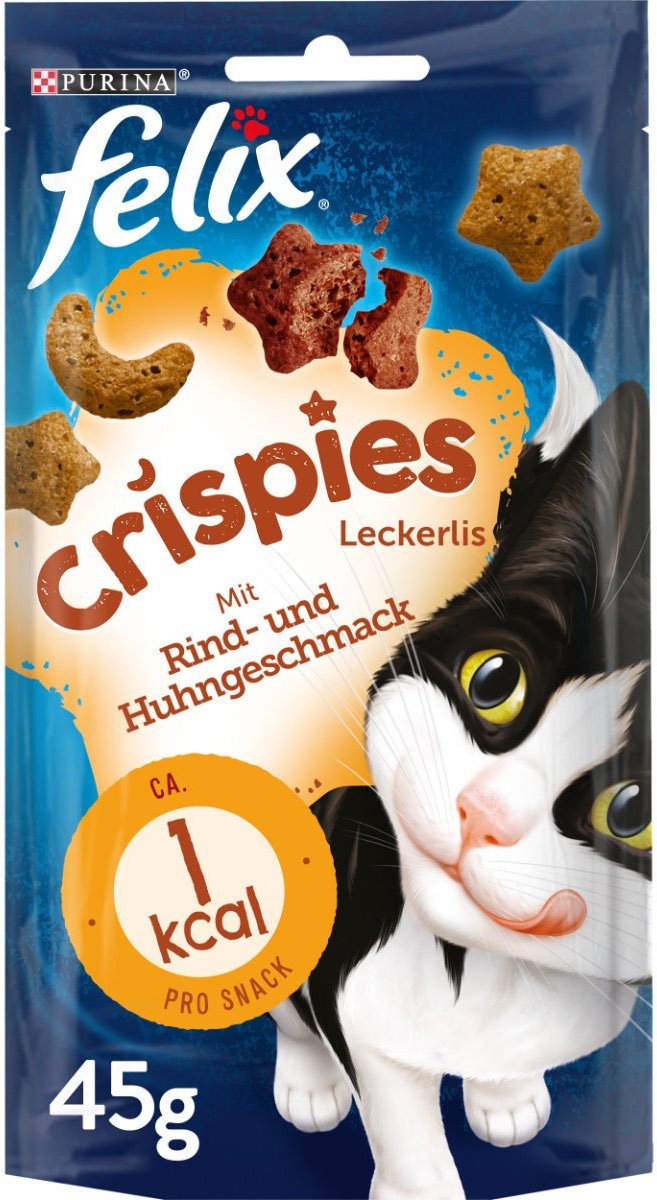 FELIX Crispies Katzensnack Rind- und Huhngeschmack 8x45g