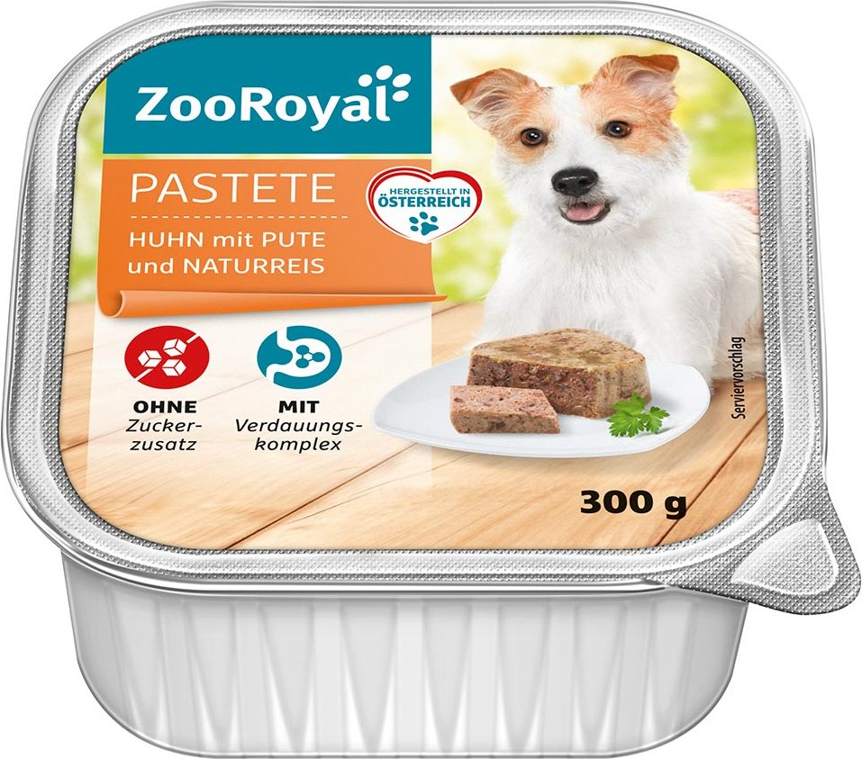 ZooRoyal Pastete Huhn mit Pute und Naturreis 9x300g
