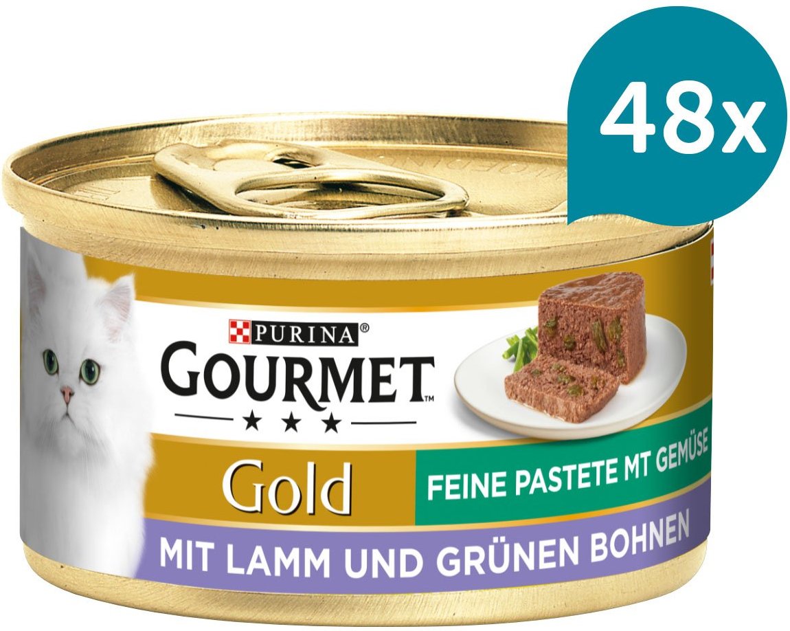 GOURMET Gold Feine Pastete mit Gemüse, Lamm und grüne Bohnen 48x85g