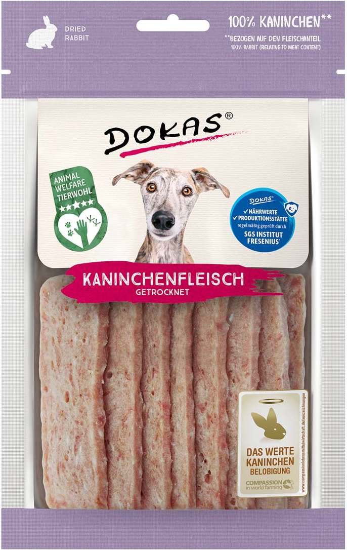 Dokas Hundesnack Kaninchenfleisch getrocknet 12x70g