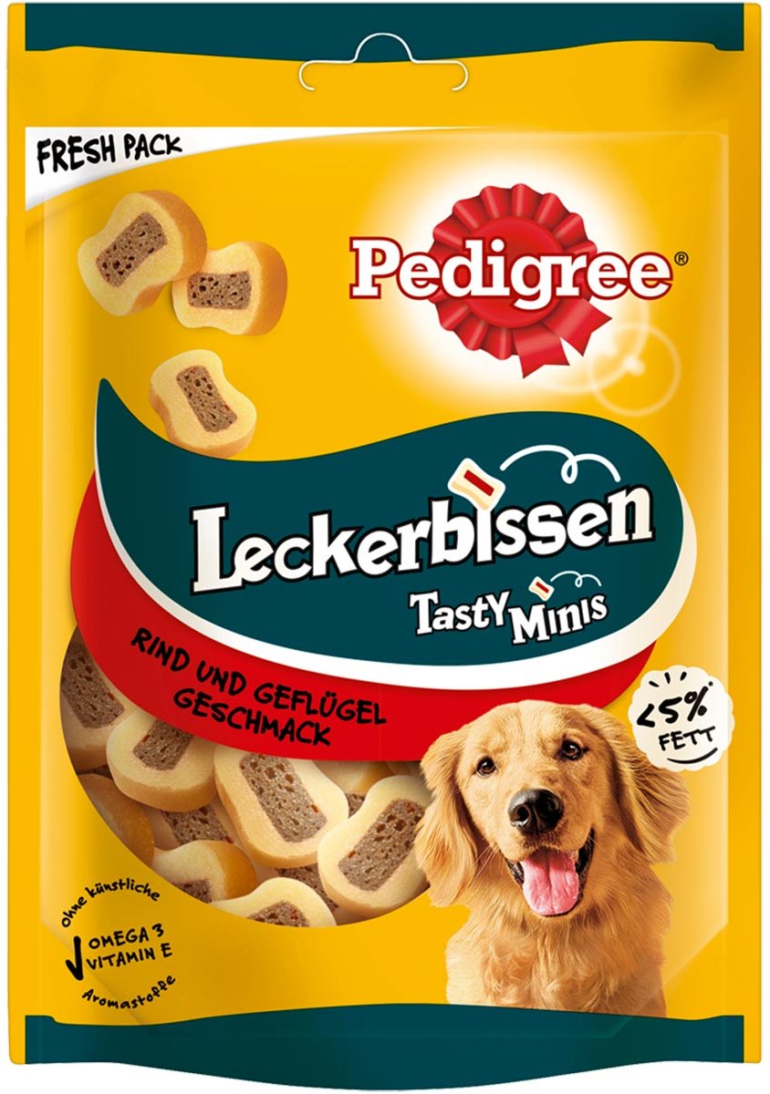 Pedigree Leckerbissen Kau-Schnitten mit Rind und Geflügel 155g