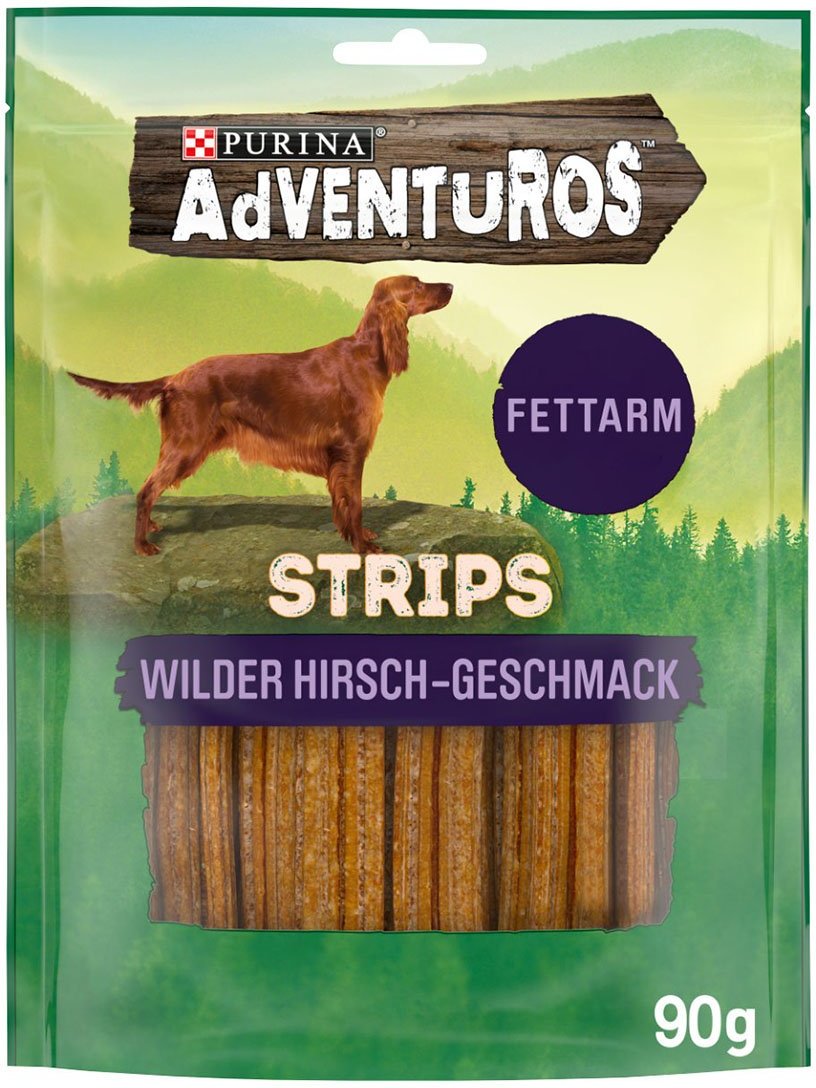 Purina AdVENTuROS Strips, Hundeleckerli fettarm mit Hirschgeschmack 3x90g