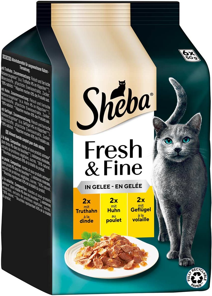 Sheba Fresh & Fine Gelee Truthahn, Huhn & Geflügel 6x50 g