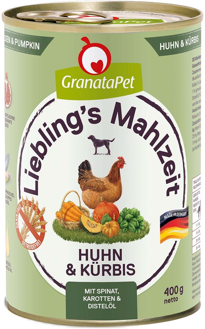 GranataPet Liebling’s Mahlzeit Huhn und Kürbis 6x400g
