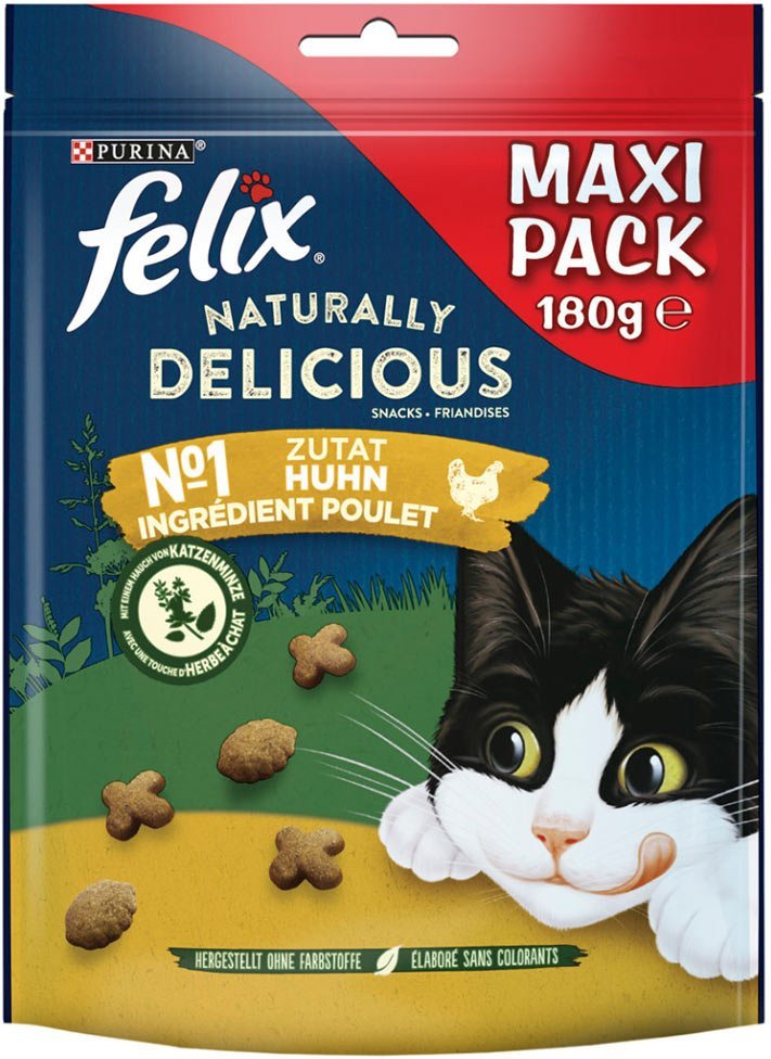 FELIX Naturally Delicious Katzensnack mit Huhn & Katzenminze 180g